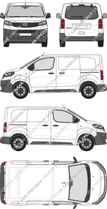 Fiat E-Scudo, van/transporter, L1 Kurz, rear window, Rear Flap, 2 Sliding Doors (2022)