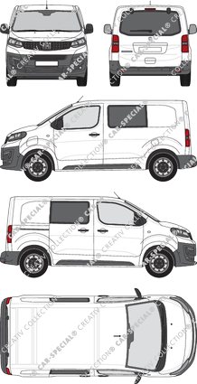 Fiat E-Scudo, van/transporter, L1 Kurz, rear window, double cab, Rear Flap, 1 Sliding Door (2022)