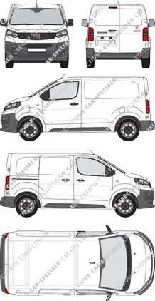 Fiat E-Scudo, furgone, L1 Kurz, Rear Wing Doors, 1 Sliding Door (2022)