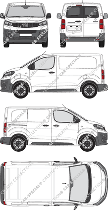 Fiat E-Scudo, van/transporter, L1 Kurz, rear window, Rear Wing Doors, 1 Sliding Door (2022)