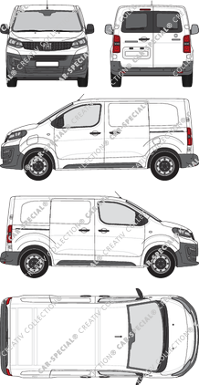 Fiat E-Scudo, van/transporter, L1 Kurz, rear window, Rear Wing Doors, 2 Sliding Doors (2022)