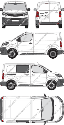 Fiat E-Scudo, van/transporter, L1 Kurz, teilverglast rechts, Rear Wing Doors, 1 Sliding Door (2022)