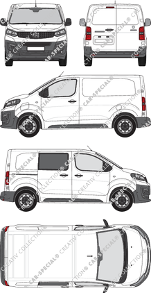 Fiat E-Scudo, fourgon, L1 Kurz, teilverglast rechts, Rear Wing Doors, 1 Sliding Door (2022)