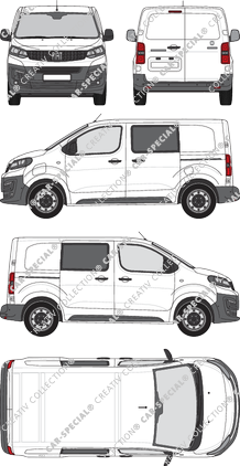 Fiat E-Scudo, van/transporter, L1 Kurz, double cab, Rear Wing Doors, 2 Sliding Doors (2022)