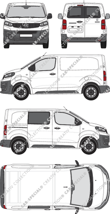 Fiat E-Scudo, furgone, L1 Kurz, partiellement vitré, Rear Wing Doors, 1 Sliding Door (2022)