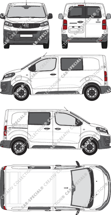 Fiat E-Scudo, van/transporter, L1 Kurz, rear window, double cab, Rear Wing Doors, 1 Sliding Door (2022)
