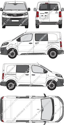 Fiat E-Scudo, fourgon, L1 Kurz, Heck verglast, double cabine, Rear Wing Doors, 2 Sliding Doors (2022)