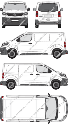 Fiat E-Scudo, van/transporter, L2 Mittel, rear window, Rear Flap, 2 Sliding Doors (2022)