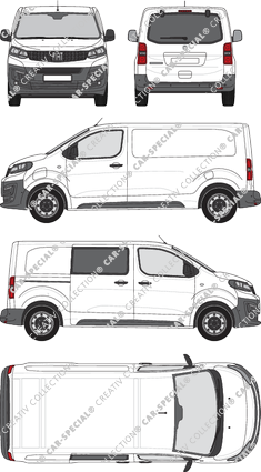 Fiat E-Scudo, fourgon, L2 Mittel, teilverglast rechts, Rear Flap, 1 Sliding Door (2022)