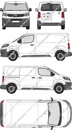 Fiat E-Scudo, Kastenwagen, L2 Mittel, Heck verglast, Rear Wing Doors, 1 Sliding Door (2022)