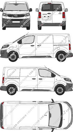 Fiat E-Scudo, van/transporter, L2 Mittel, rear window, Rear Wing Doors, 2 Sliding Doors (2022)