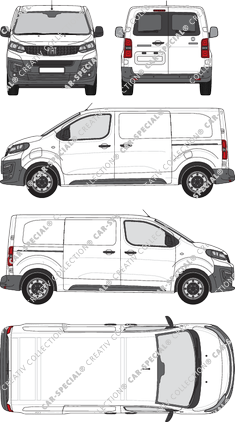 Fiat E-Scudo, Kastenwagen, L2 Mittel, Heck verglast, Rear Wing Doors, 2 Sliding Doors (2022)