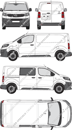 Fiat E-Scudo, van/transporter, L2 Mittel, teilverglast rechts, Rear Wing Doors, 1 Sliding Door (2022)