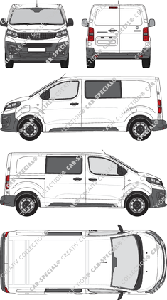 Fiat E-Scudo, van/transporter, L2 Mittel, double cab, Rear Wing Doors, 1 Sliding Door (2022)