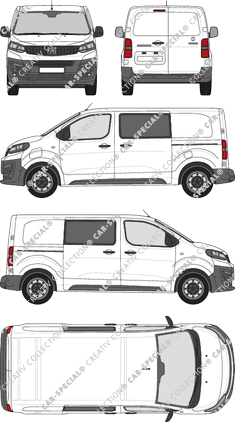 Fiat E-Scudo, Kastenwagen, L2 Mittel, Doppelkabine, Rear Wing Doors, 2 Sliding Doors (2022)