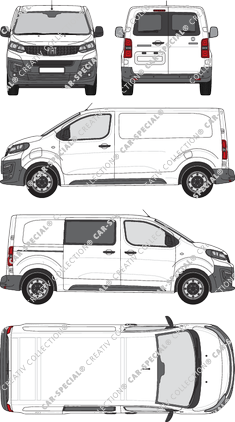 Fiat E-Scudo, Kastenwagen, L2 Mittel, teilverglast, Rear Wing Doors, 1 Sliding Door (2022)