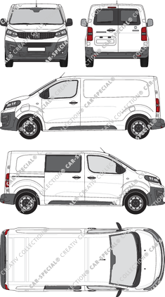 Fiat E-Scudo, van/transporter, L2 Mittel, partially glazed, Rear Wing Doors, 1 Sliding Door (2022)