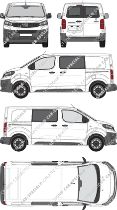 Fiat E-Scudo, Kastenwagen, L2 Mittel, Heck verglast, Doppelkabine, Rear Wing Doors, 2 Sliding Doors (2022)