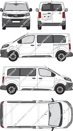 Fiat E-Scudo, minibus, L2 Mittel, Rear Wing Doors, 2 Sliding Doors (2022)