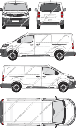 Fiat E-Scudo, furgone, L3 lang, vitre arrière, Rear Flap, 2 Sliding Doors (2022)