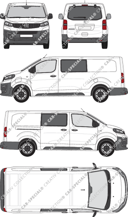 Fiat E-Scudo, van/transporter, L3 lang, rear window, double cab, Rear Flap, 1 Sliding Door (2022)