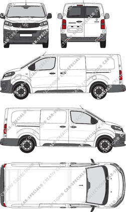 Fiat E-Scudo, van/transporter, L3 lang, rear window, Rear Wing Doors, 2 Sliding Doors (2022)