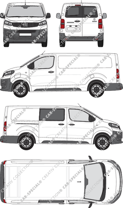 Fiat E-Scudo, van/transporter, L3 lang, partially glazed, Rear Wing Doors, 1 Sliding Door (2022)