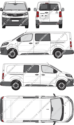 Fiat E-Scudo, van/transporter, L3 lang, rear window, double cab, Rear Wing Doors, 2 Sliding Doors (2022)