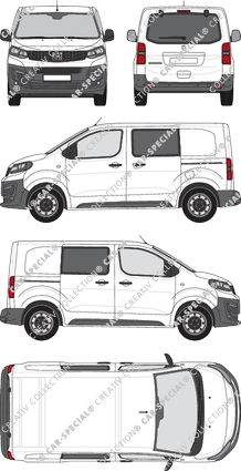Fiat Scudo, furgone, L1 Kurz, vitre arrière, Doppelkabine, Rear Flap, 2 Sliding Doors (2022)