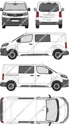 Fiat Scudo, furgone, L2 Mittel, vitre arrière, Doppelkabine, Rear Flap, 1 Sliding Door (2022)