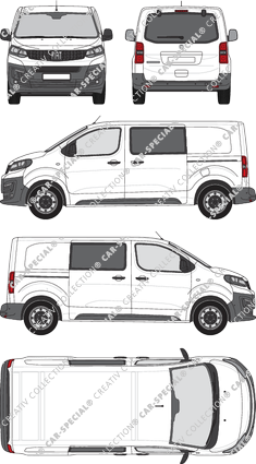 Fiat Scudo, furgone, L2 Mittel, vitre arrière, Doppelkabine, Rear Flap, 2 Sliding Doors (2022)