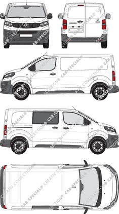 Fiat Scudo, furgone, L2 Mittel, teilverglast rechts, Rear Wing Doors, 1 Sliding Door (2022)