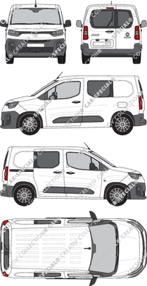 Fiat Doblò Cargo, van/transporter, L1, rear window, double cab, Rear Wing Doors, 1 Sliding Door (2022)