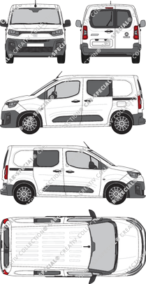 Fiat Doblò Cargo, van/transporter, L1, rear window, double cab, Rear Wing Doors, 2 Sliding Doors (2022)