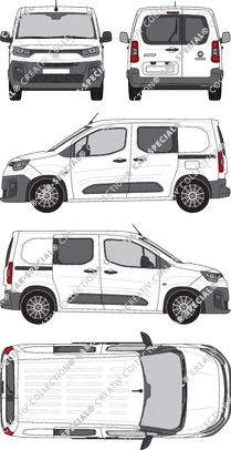 Fiat Doblò Cargo, fourgon, L1, Heck verglast, double cabine, Rear Wing Doors, 2 Sliding Doors (2022)