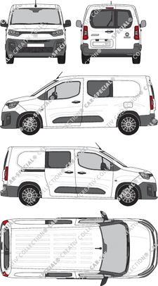 Fiat Doblò Cargo, van/transporter, L2, rear window, double cab, Rear Wing Doors, 1 Sliding Door (2022)