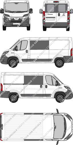 Fiat Ducato, van/transporter, L2H1, rear window, double cab, Rear Wing Doors, 1 Sliding Door (2024)