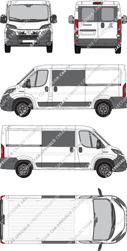 Fiat Ducato, van/transporter, L2H1, rear window, double cab, Rear Wing Doors, 2 Sliding Doors (2024)