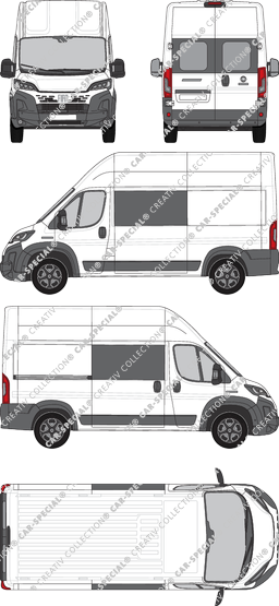 Fiat Ducato, van/transporter, L2H3, rear window, double cab, Rear Wing Doors, 1 Sliding Door (2024)