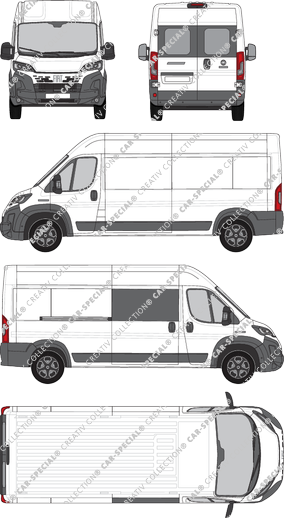 Fiat Ducato, Kastenwagen, L3H2, teilverglast rechts, Heck vergl., Rear Wing Doors, 1 Sliding Door (2024)