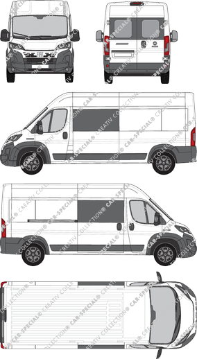 Fiat Ducato, van/transporter, L3H2, rear window, double cab, Rear Wing Doors, 1 Sliding Door (2024)