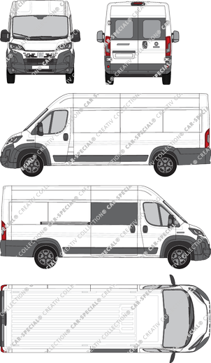 Fiat Ducato, furgone, L4H2, teilverglast rechts, Heck vergl., Rear Wing Doors, 1 Sliding Door (2024)