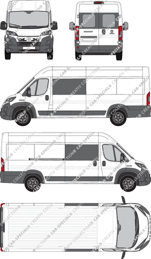 Fiat Ducato, van/transporter, L4H2, rear window, double cab, Rear Wing Doors, 1 Sliding Door (2024)