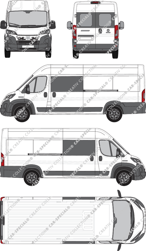 Fiat Ducato, fourgon, L4H2, Heck verglast, double cabine, Rear Wing Doors, 2 Sliding Doors (2024)