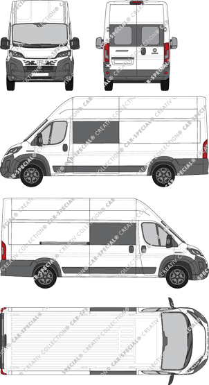 Fiat Ducato, van/transporter, L4H3, rear window, double cab, Rear Wing Doors, 1 Sliding Door (2024)