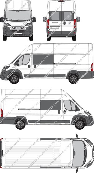 Fiat Ducato, furgone, L4H3, vitre arrière, Doppelkabine, Rear Wing Doors, 2 Sliding Doors (2024)