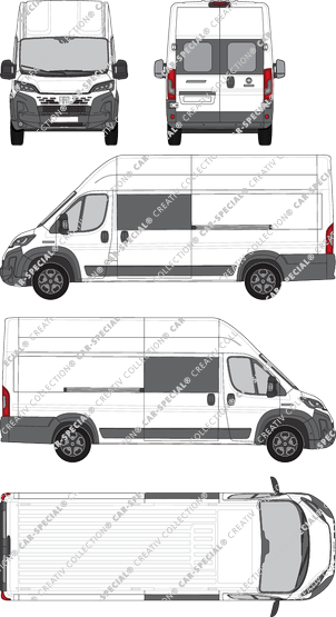 Fiat Ducato, Kastenwagen, L4H3, Heck verglast, Doppelkabine, Rear Wing Doors, 2 Sliding Doors (2024)