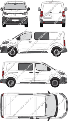 Fiat E-Scudo, van/transporter, L2 Mittel, double cab, Rear Wing Doors, 1 Sliding Door (2024)