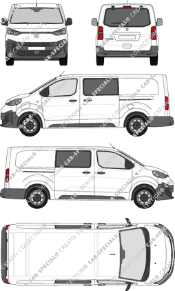 Fiat E-Scudo, van/transporter, L3 lang, rear window, double cab, Rear Flap, 2 Sliding Doors (2024)
