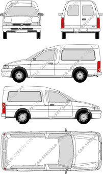 Ford Escort Express 1.4 l PT-E,1.8 l OHC, Express, 1.4 l PT-E,1.8 l OHC, Fourgon, 3 Doors (1991)